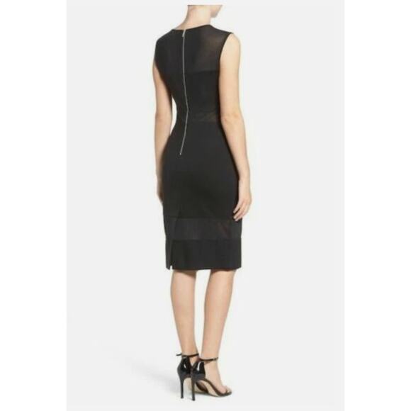 French Connection Lula Y2K style Black Panel Dress mesh sheer bodycon club XS 4 - Picture 3 of 7